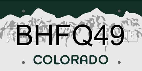 BHFQ49 Colorado License Plate
