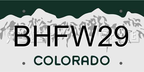 BHFW29 Colorado License Plate