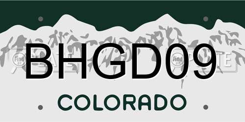 BHGD09 Colorado License Plate