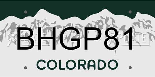 BHGP81 Colorado License Plate