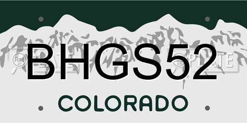 BHGS52 Colorado License Plate