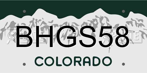 BHGS58 Colorado License Plate