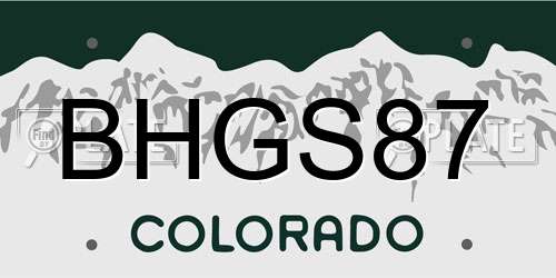 BHGS87 Colorado License Plate