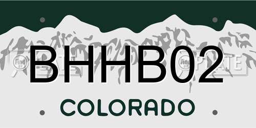 BHHB02 Colorado License Plate
