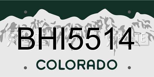 BHI5514 Colorado License Plate