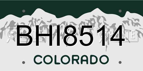 BHI8514 Colorado License Plate
