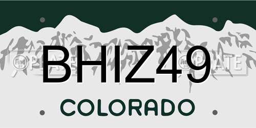 BHIZ49 Colorado License Plate