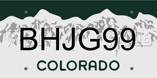 BHJG99 Colorado License Plate