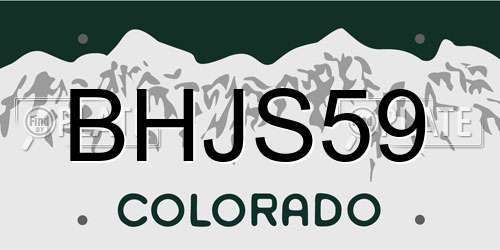 BHJS59 Colorado License Plate