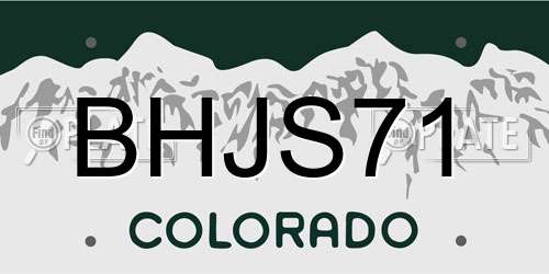 BHJS71 Colorado License Plate