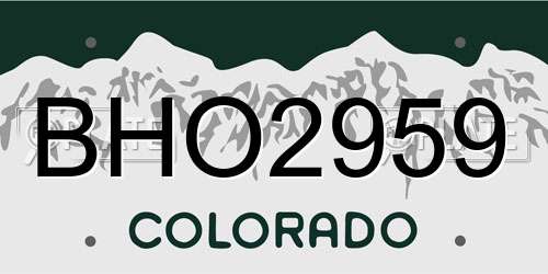BHO2959 Colorado License Plate