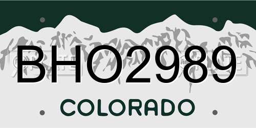 BHO2989 Colorado License Plate