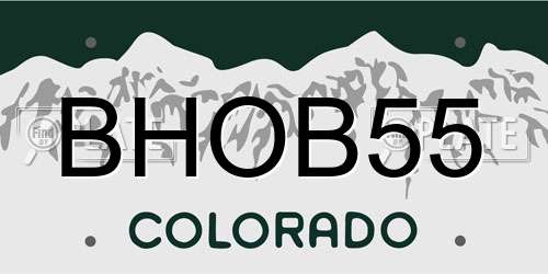 BHOB55 Colorado License Plate