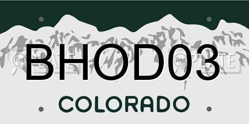 BHOD03 Colorado License Plate