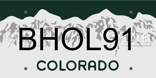BHOL91 Colorado License Plate