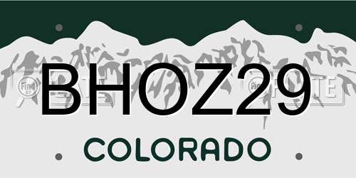 BHOZ29 Colorado License Plate