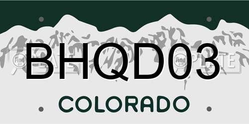 BHQD03 Colorado License Plate