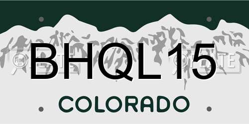 BHQL15 Colorado License Plate