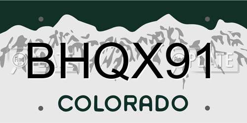 BHQX91 Colorado License Plate