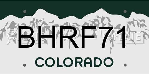 BHRF71 Colorado License Plate
