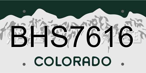 BHS7616 Colorado License Plate