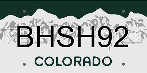 BHSH92 Colorado License Plate