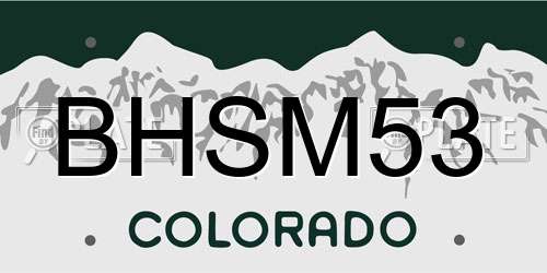 BHSM53 Colorado License Plate