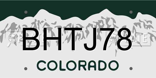 BHTJ78 Colorado License Plate