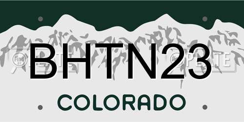BHTN23 Colorado License Plate