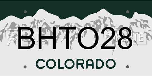 BHTO28 Colorado License Plate