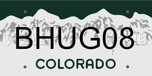 BHUG08 Colorado License Plate