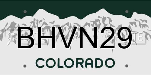 BHVN29 Colorado License Plate