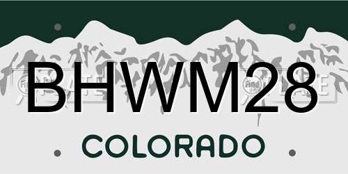 BHWM28 Colorado License Plate
