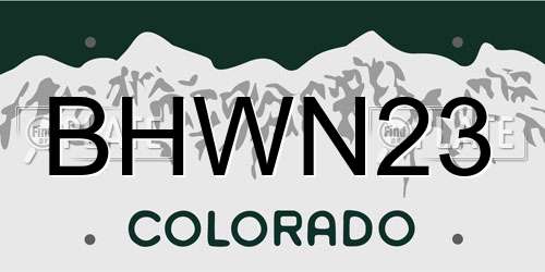 BHWN23 Colorado License Plate
