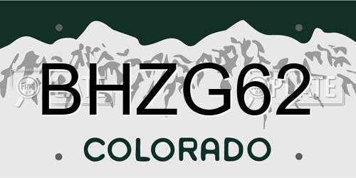 BHZG62 Colorado License Plate