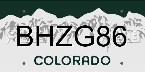 BHZG86 Colorado License Plate