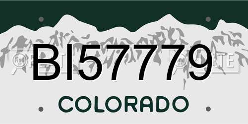 BI57779 Colorado License Plate