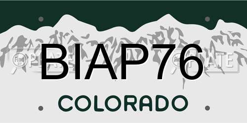 BIAP76 Colorado License Plate