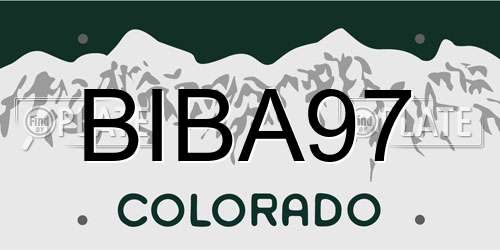 BIBA97 Colorado License Plate