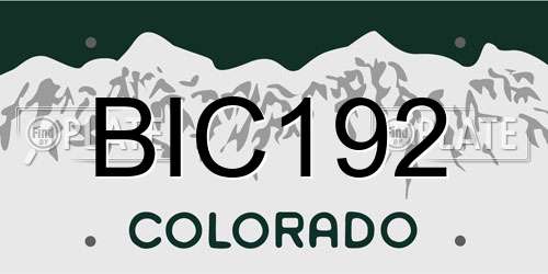 BIC192 Colorado License Plate