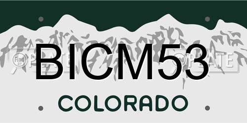 BICM53 Colorado License Plate