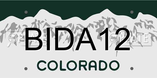 BIDA12 Colorado License Plate