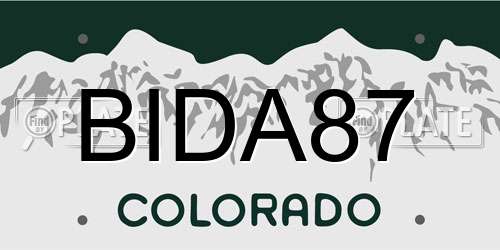BIDA87 Colorado License Plate