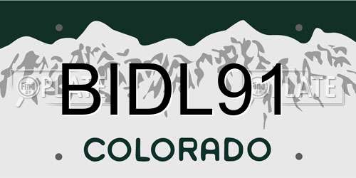 BIDL91 Colorado License Plate