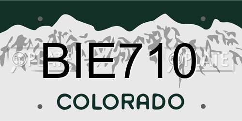 BIE710 Colorado License Plate