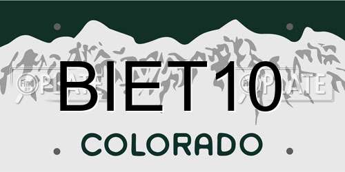 BIET10 Colorado License Plate