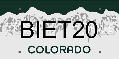 BIET20 Colorado License Plate