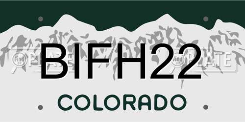 BIFH22 Colorado License Plate
