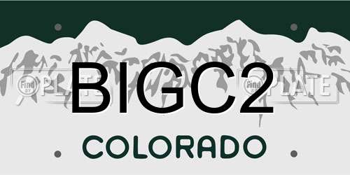 BIGC2 Colorado License Plate