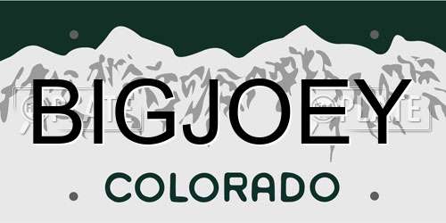 BIGJOEY Colorado License Plate